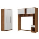 Ver imagem 2 de Guarda-roupa Casal Modulado Lugano 7 Portas 3 Gavetas Nogal/branco - Hecol Móveis
