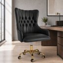 Ver imagem 1 de Cadeira Poltrona Home Office Helena Capitonê Base com Rodinhas Dourada