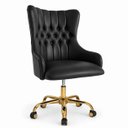 Ver imagem 2 de Cadeira Poltrona Home Office Helena Capitonê Base com Rodinhas Dourada