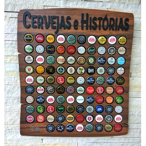 Porta Tampinhas de Garrafa Quadro Cervejas e Histórias 80 Tampinhas Co2beer