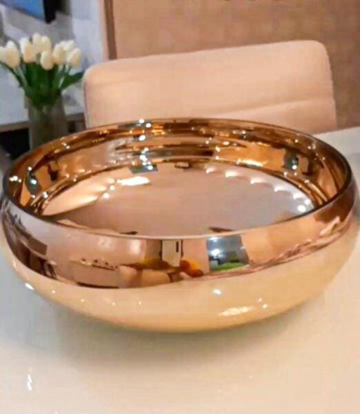 Vaso Bacia de Vidro Dourado 28cm - 1