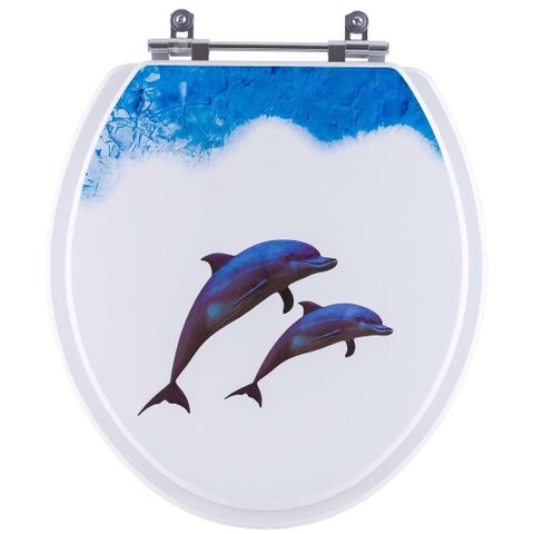 Tampa de Vaso Decorado Golfinhos Colonial para bacia Hervy Universal