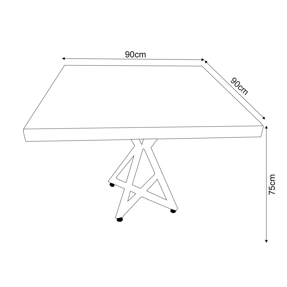 Mesa Industrial Bar Área Externa Restaurante em Madeira Maciça Tampo Quadrado 90x90cm - 4