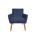 Ver imagem 1 de Poltrona Decorativa Onix Suede Azul Marinho Pés Madeira Mz Decor