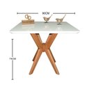 Ver imagem 2 de Mesa Sala de Jantar Quadrada Pandora Tampo Laqueado com Vidro 90cm Branca