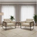 Ver imagem 2 de Poltrona Sala Decorativa Kit 2 Elisa Base Tubular Alta Preta Cotelê Ext/veludo D03 - D’Rossi