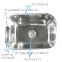 Ver imagem 3 de Cuba de Cozinha N1 46x30x17cm Inox 430 Com Valvula, Sifao e Porta Esponja