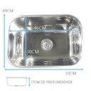 Ver imagem 2 de Cuba de Cozinha N1 46x30x17cm Inox 430 Com Valvula, Sifao e Porta Esponja
