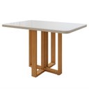 Ver imagem 2 de Mesa de Jantar 4 Lugares Tampo Vidro e MDF Tessera Marrom Amêndoa Clean/Off White