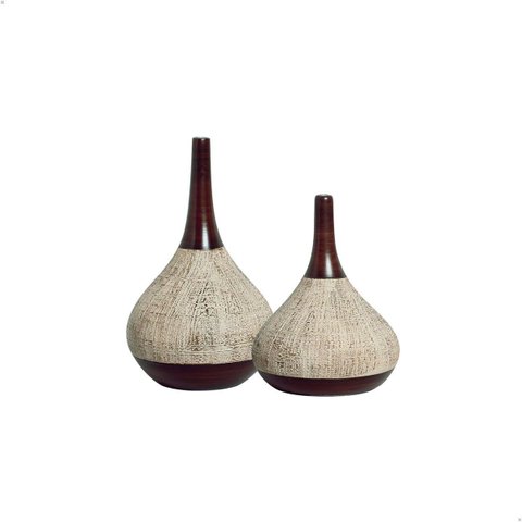 Dupla de Vasos de Cerâmica Garrafas Jasmim para Decoração Textura