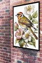 Ver imagem 1 de Quadro Decorativo Pássaro Flores Branca e Rosa - 70x50cm:moldura Preta