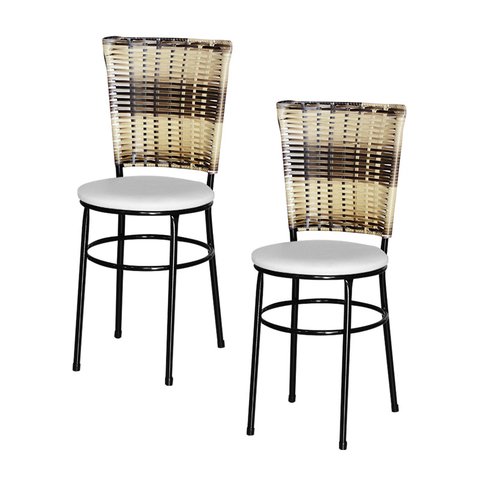 2 Cadeiras para Mesa Preta Hawai Cappuccino Premium:branco