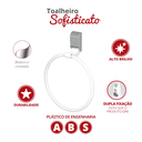 Ver imagem 2 de Toalheiro Porta Toalha para Banheiro Linha Sofisticato Cor Branco e Cromado Durín