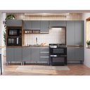Ver imagem 1 de Cozinha 5 Peças 13 Portas 3 Gavetas Athena Laranja/Freijó/Cinza