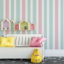 Ver imagem 2 de Papel de Parede Decorativo Listrado Baby Azul e Rosa 2,5m