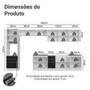 Ver imagem 3 de Armário de Cozinha Completa 400 cm Branco/Preto Lux Madesa 02