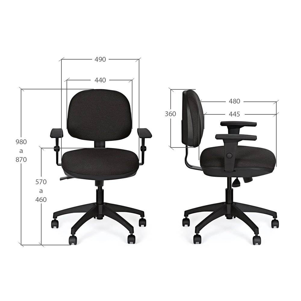 Cadeira de Escritório Secretária Marelli Active 704b1 Preta - 4