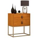 Ver imagem 1 de Mesa de Cabeceira com Gavetas 45cm Unic Base Metálica Estilo Industrial:naturale/dourado