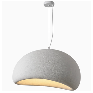 Luminária Pendente Cúpula Estilo Japonês Cor Branca com 50cm