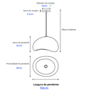 Ver imagem 5 de Luminária Pendente Cúpula Estilo Japonês Cor Branca com 50cm