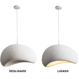 Luminária Pendente Cúpula Estilo Japonês Cor Branca com 50cm - 2