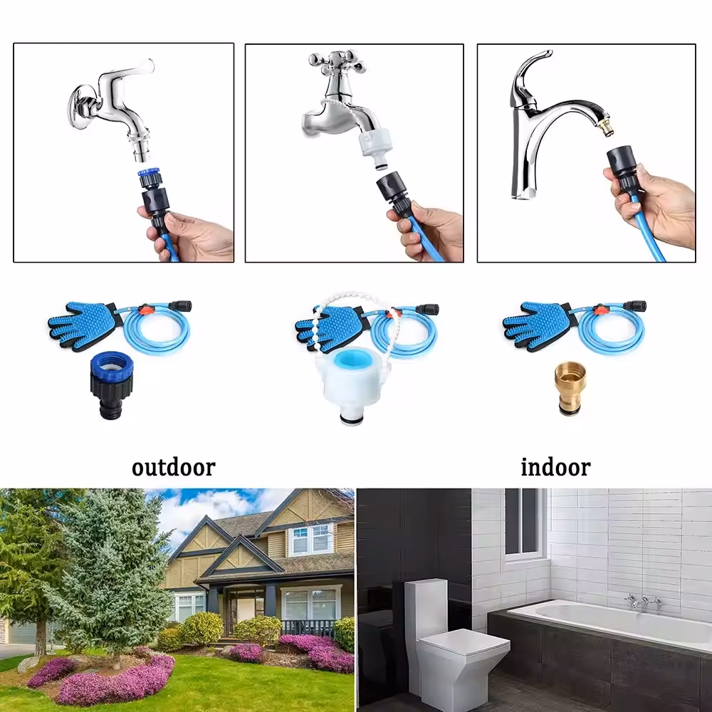 Ver imagem 7 de Luva Banho Cães Gatos e Pets Chuveiro Massageador Conforto