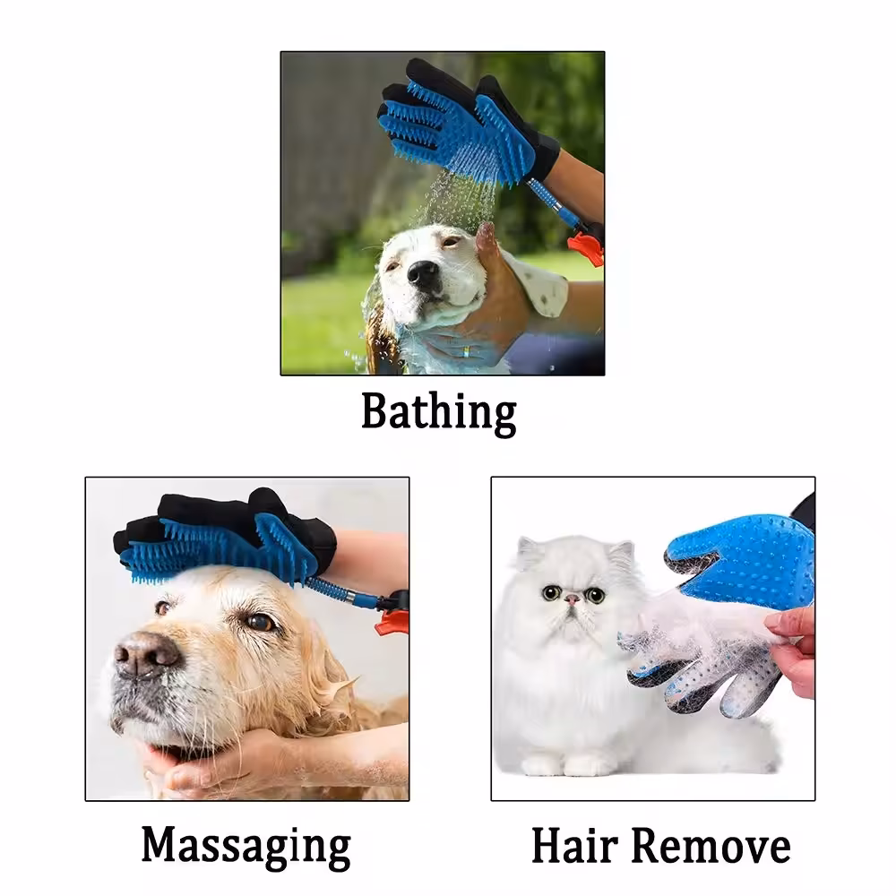 Ver imagem 3 de Luva Banho Cães Gatos e Pets Chuveiro Massageador Conforto