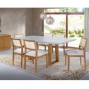 Ver imagem 2 de Cadeira Gipsy Cor Freijó Encosto Telinha Quadrada Crua Assento em Tecido 132 e Madeira Maciça