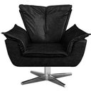 Ver imagem 3 de Kit 2 Poltronas Decorativas Base Giratória Cromada Charger Pu Preto G19 - Gran Belo
