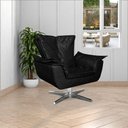 Ver mais imagens de Kit 2 Poltronas Decorativas Base Giratória Cromada Charger Pu Preto G19 - Gran Belo