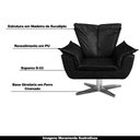 Ver imagem 6 de Kit 2 Poltronas Decorativas Base Giratória Cromada Charger Pu Preto G19 - Gran Belo