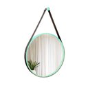 Ver imagem 1 de Espelho Decorativo Adnet Verde Alça Corino Preto 60 cm Redondo Verde/Preto, 60 cm
