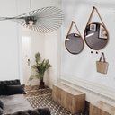 Ver imagem 3 de Espelho Decorativo Adnet Verde Alça Corino Preto 60 cm Redondo Verde/Preto, 60 cm