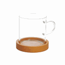 Ver imagem 1 de Dupla Caneca Vidro Boro Base Bambu 100 Ml Mimo