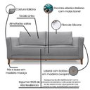 Ver imagem 2 de Kit Poltrona e Sofá 2 Lugares 1,70m Pés Castanho Grafite