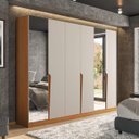 Ver imagem 1 de Guarda Roupa Casal 6 Portas e 4 Gavetas com Espelho 240848 Linha Porto Politorno Móveis
