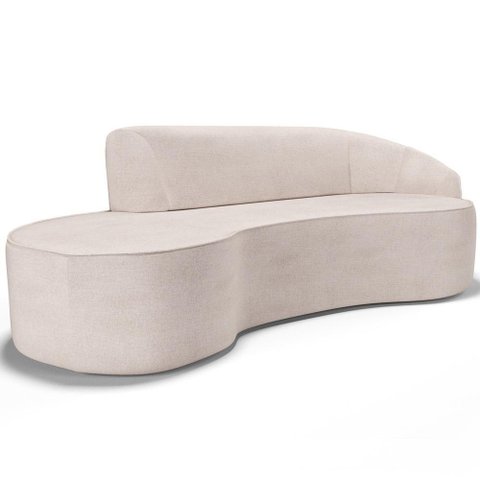 Sofá 4 Lugares Curvo Sala de Estar Living Firenze Direito D02 Linho Cru 280 Cm D-461 - Lyam