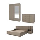 Ver imagem 2 de Kit Guarda Roupas 2 Portas, Cama Queen e Complementos de Quarto Araçá CabeCasa MadeiraOriginals Cinza/Fendi