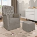 Ver imagem 1 de Poltrona de Amamentação com Balanço e Puff Angelin Suede Cinza Escuro P02 - D’Rossi