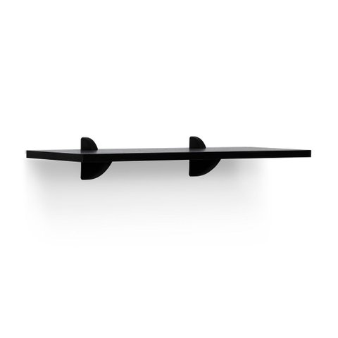 Kit Prateleira Preta (Selo Fsc) 60 x 20 cm com Suportes Pretos e Kit para Fixação Bemfixa