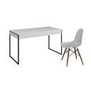 Ver imagem 6 de Mesa De Escritório Industrial Branca 137X53Cm Base Ferro Preto Com 1 Cadeira Branca