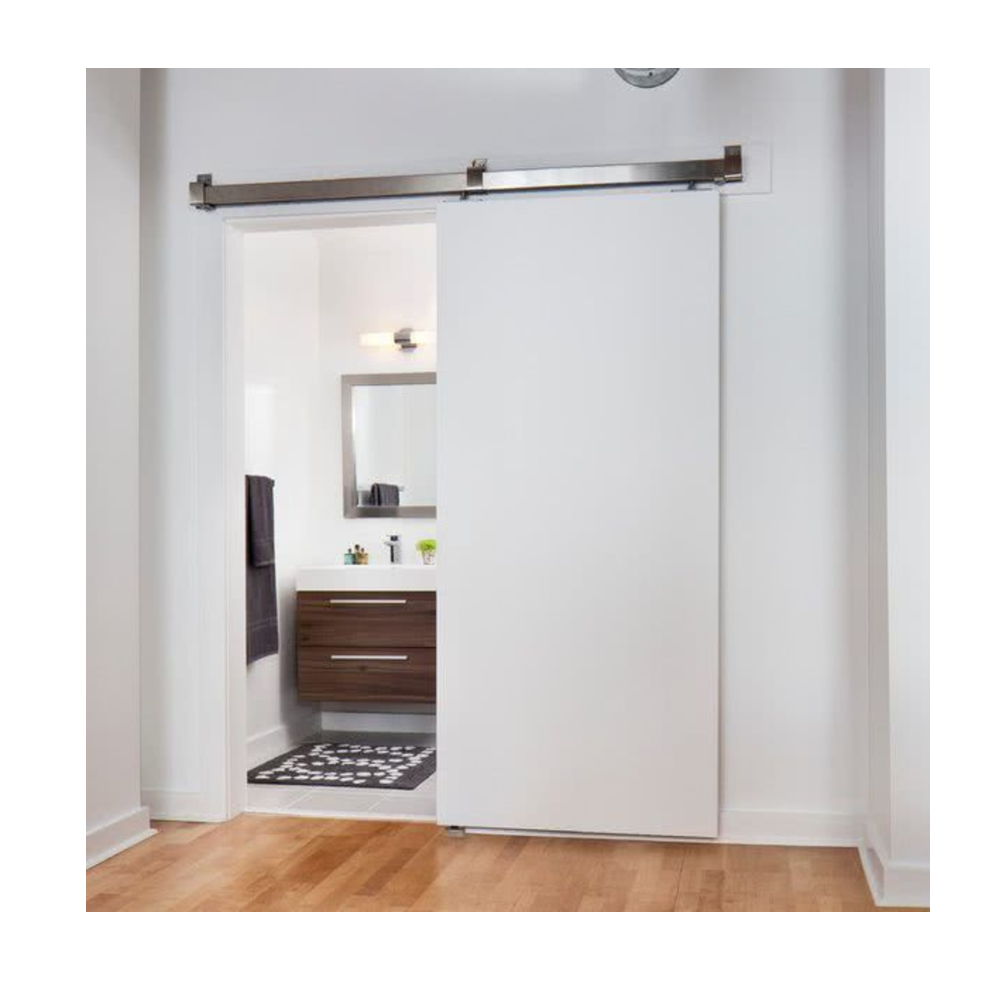 Porta de Correr Branco Prime 210x102 com Kit Correr Aluminio Natural