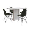 Ver imagem 6 de Mesa Jantar Londres Tampo Branco 120cm 4 Cadeiras Ferro Preto Estofado Verde