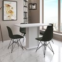 Ver imagem 1 de Mesa Jantar Londres Tampo Branco 120cm 4 Cadeiras Ferro Preto Estofado Verde