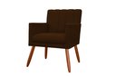 Ver imagem 3 de Kit Namoradeira + 1 Poltrona Decorativa Cecília Couro Marrom Pés Madeira Mz Decor