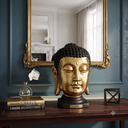Ver imagem 2 de Escultura Cabeça de Buda Cerâmica Dourado Ouro Envelhecido e Preto 34cm Columbus Gold