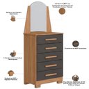 Ver imagem 3 de Cômoda para Quarto com Espelho 5 Gavetas 63cm Savona A04 Freijó Titanium - Lyam Decor