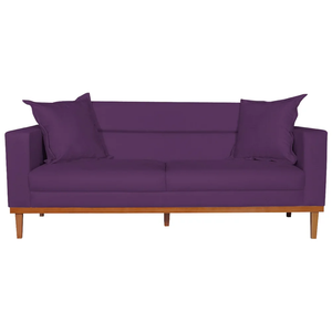 Sofá Living 2 Lugares 200cm Viena Sala de Estar Recepção Suede Roxo - Incasa Decor