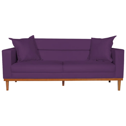 Sofá Living 2 Lugares 200cm Viena Sala de Estar Recepção Suede Roxo - Incasa Decor