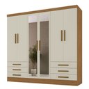 Ver imagem 3 de Guarda-roupa Solteiro Lancaster 6 Portas 6 Gavetas 100% Mdf com Espelho Cinamomo/off White - Panoram